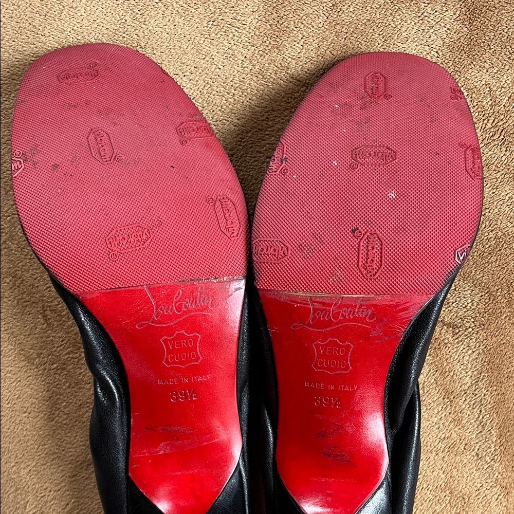 Christian Louboutin Black Leather Kitten Heels - Picture 6 of 13